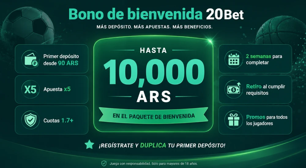 20Bet bono de bienvenida